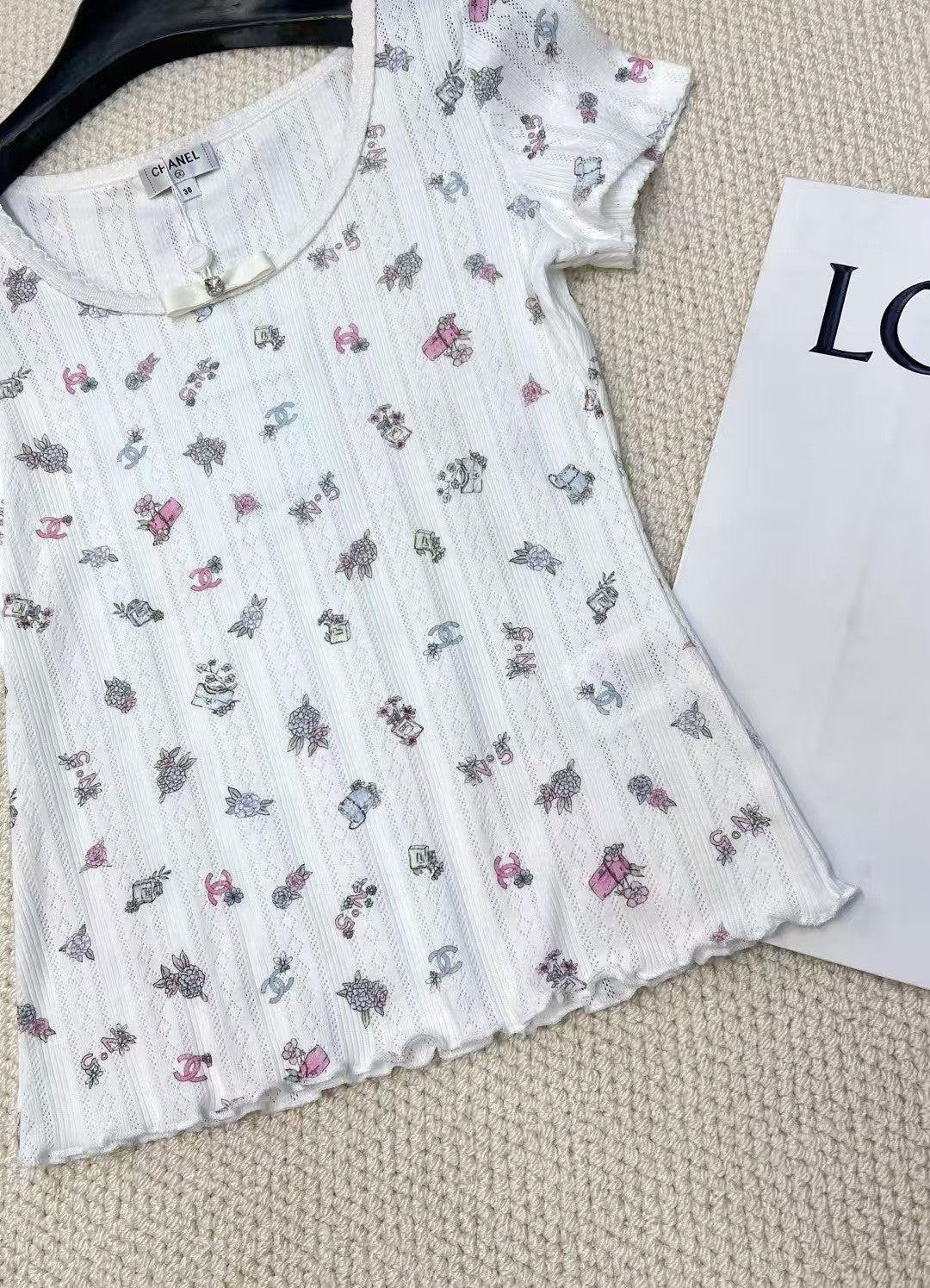Camellia print fungus short sleeves