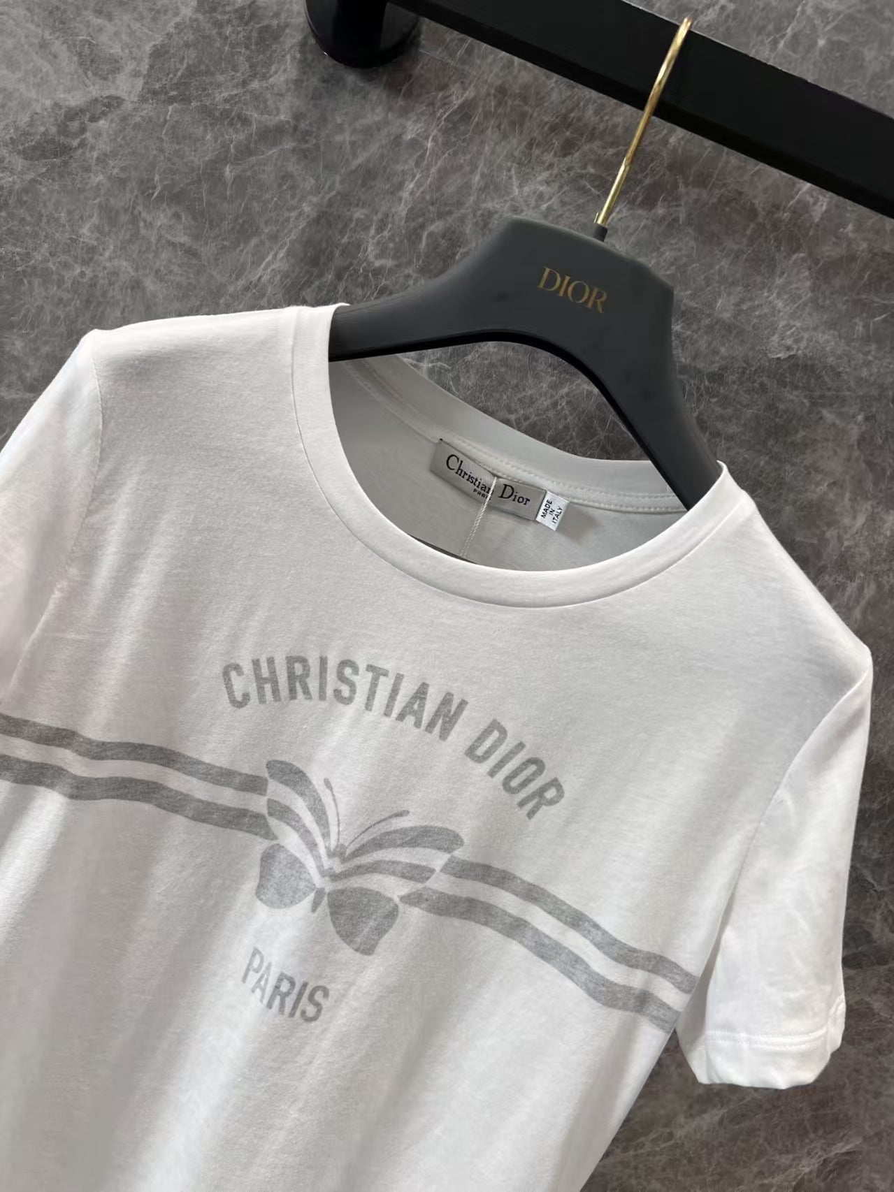 Reverse butterfly lettering print T-shirt