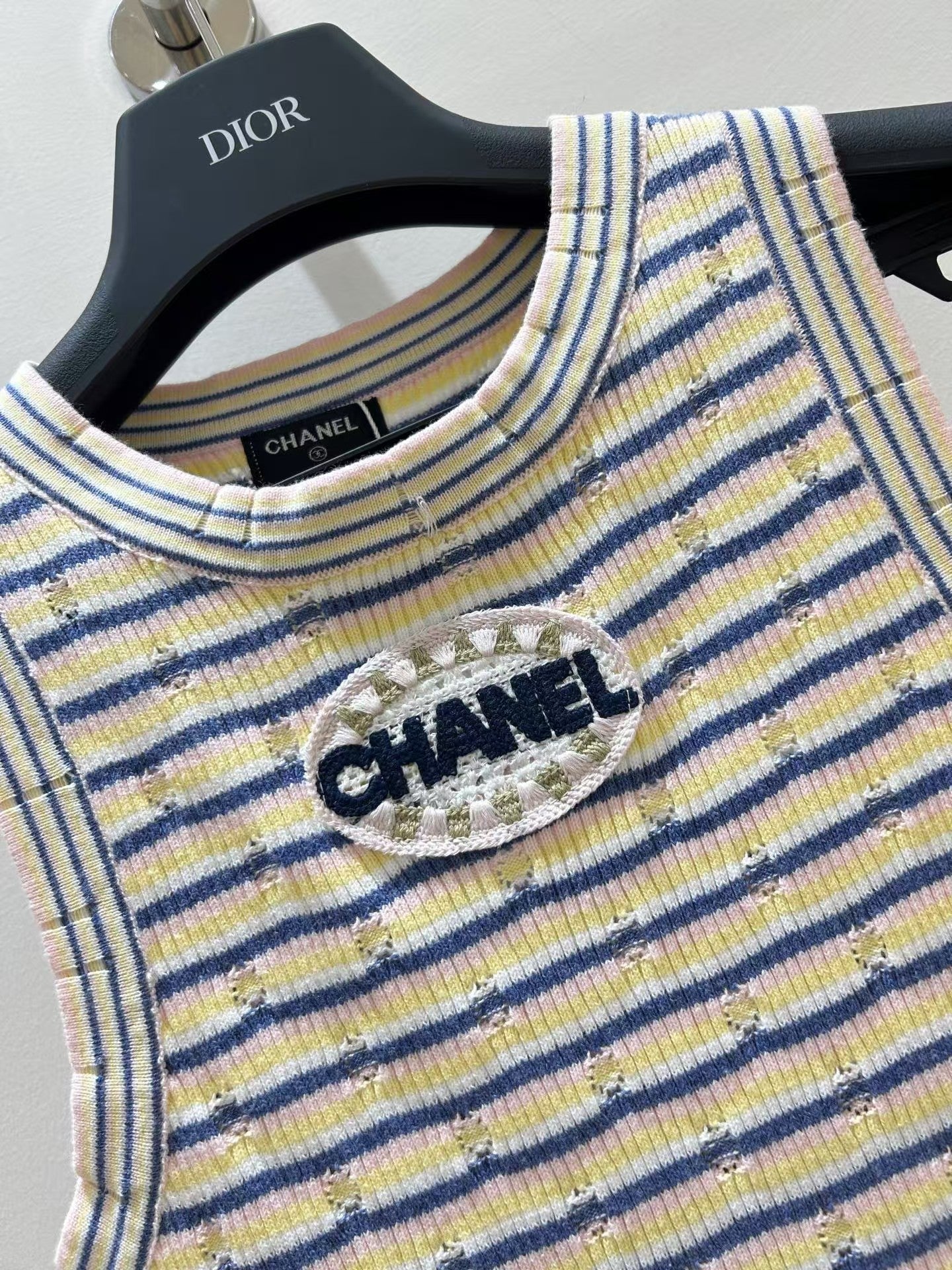 striped sleeveless vest