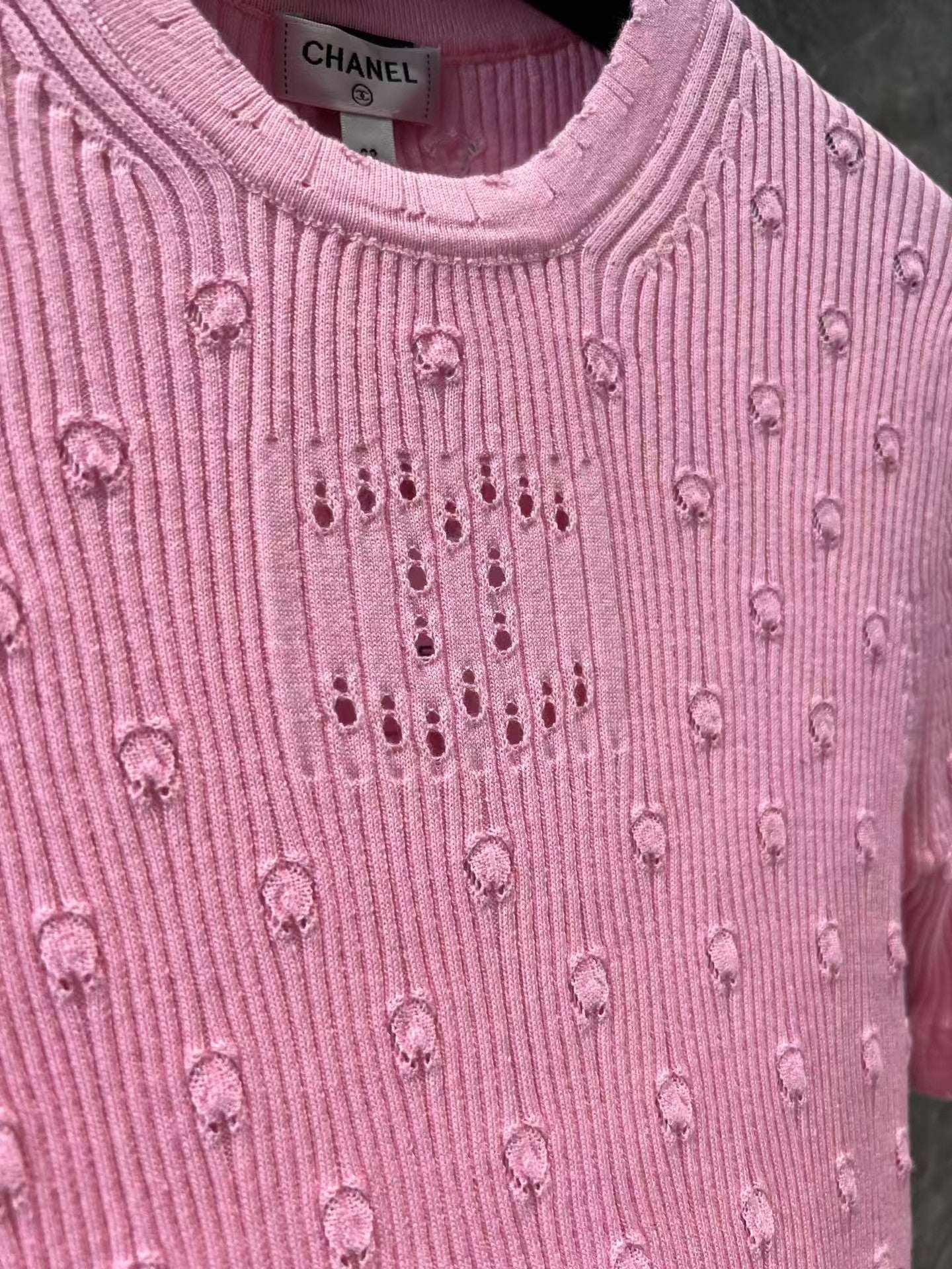 3D Polka Dot Crochet Knitted Short Sleeves