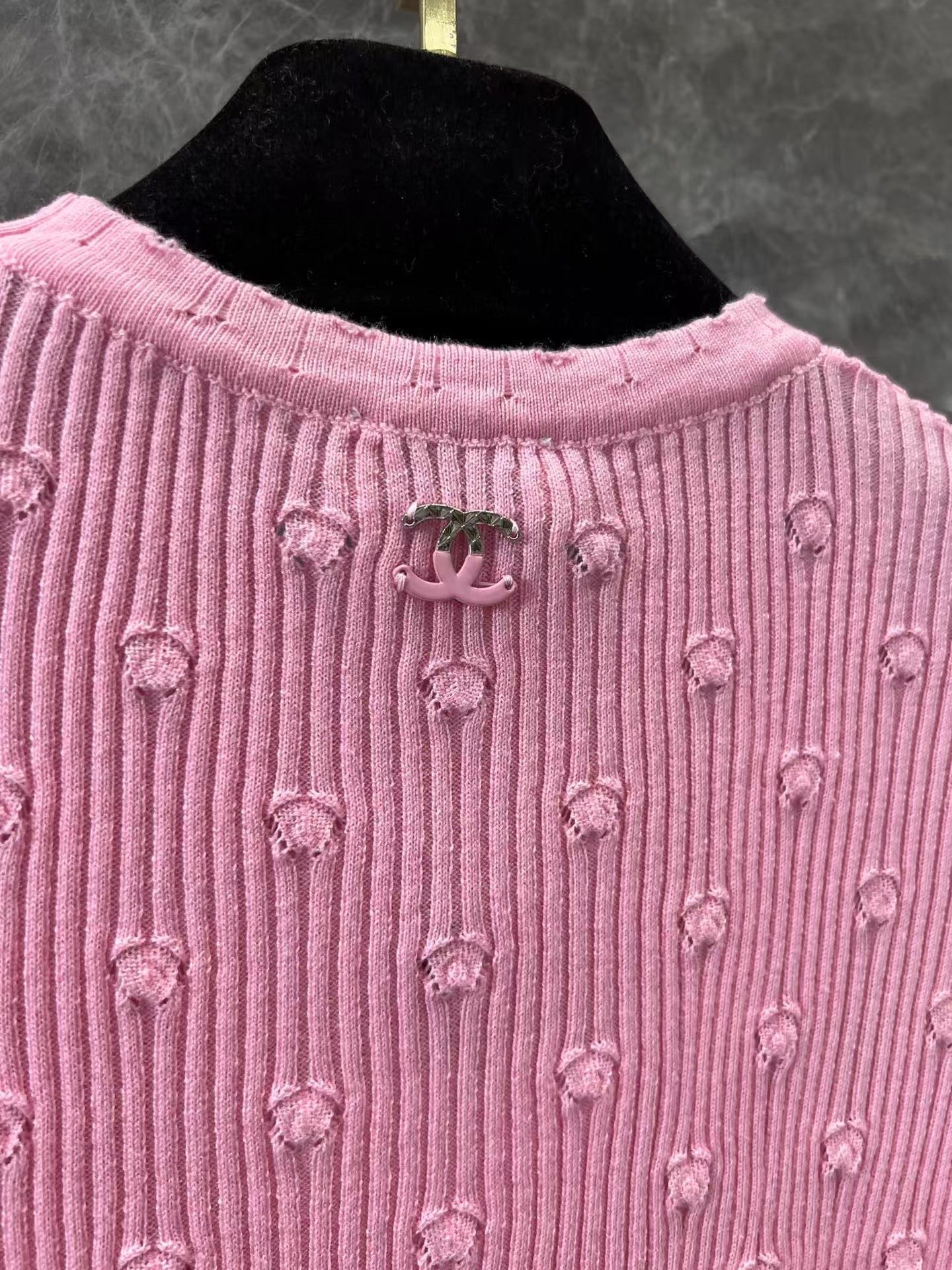 3D Polka Dot Crochet Knitted Short Sleeves