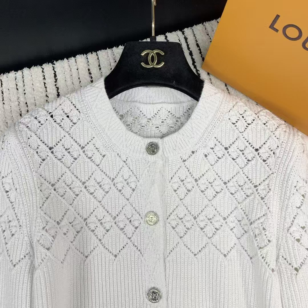 Openwork knit cardigan