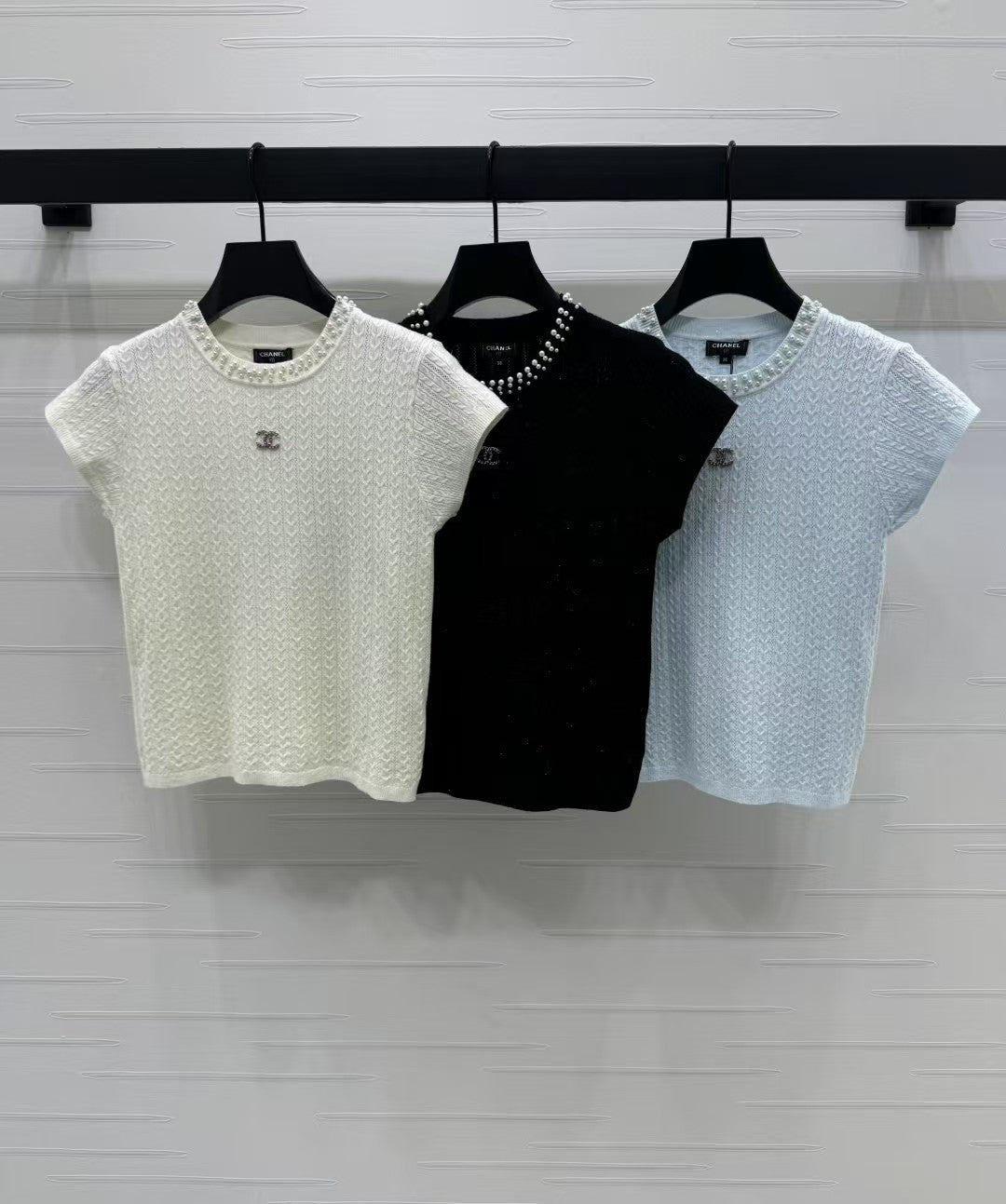 25 Spring and Summer Small Flying Sleeve Knitted Short Sleeve