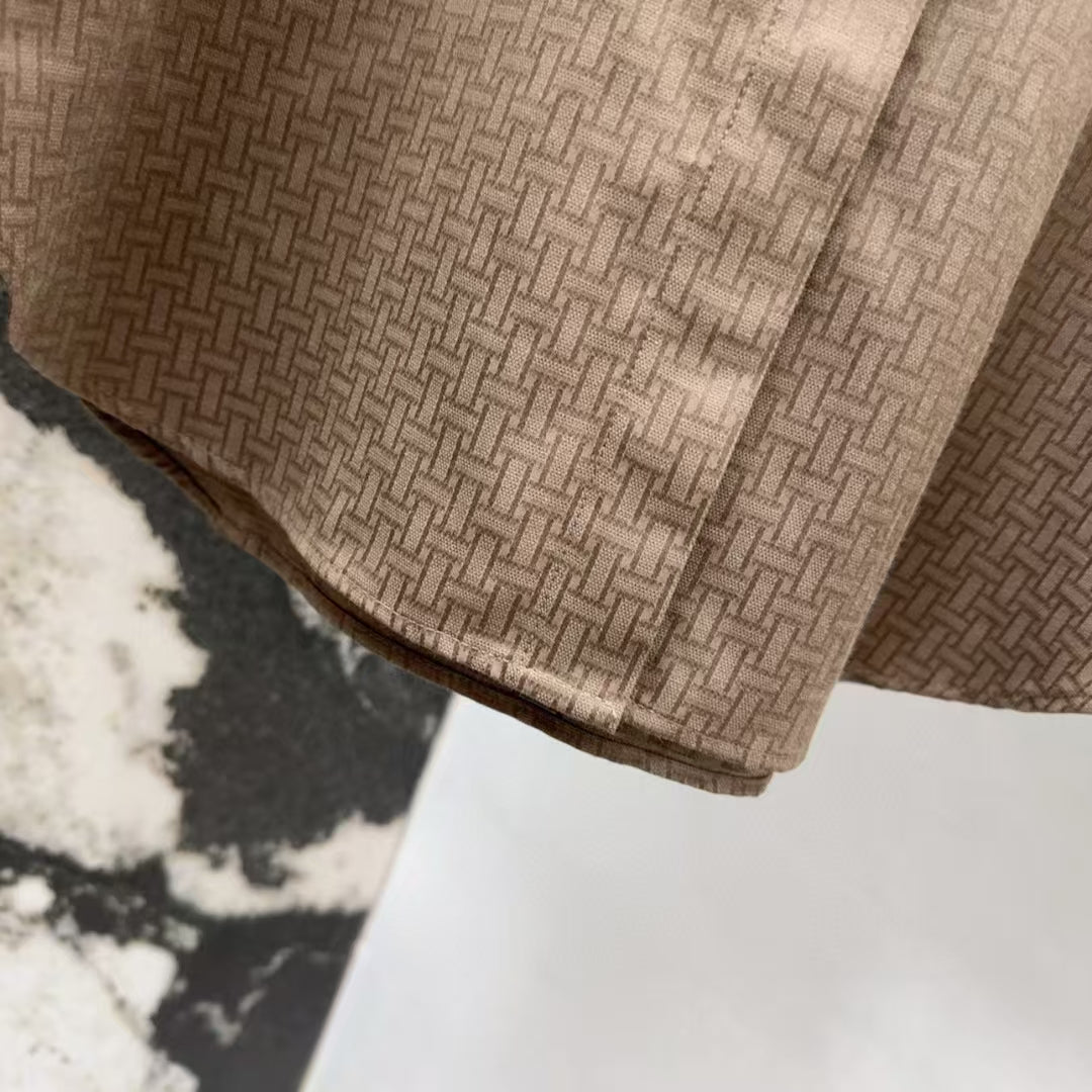 Early spring new dark pattern jacquard lapel shirt