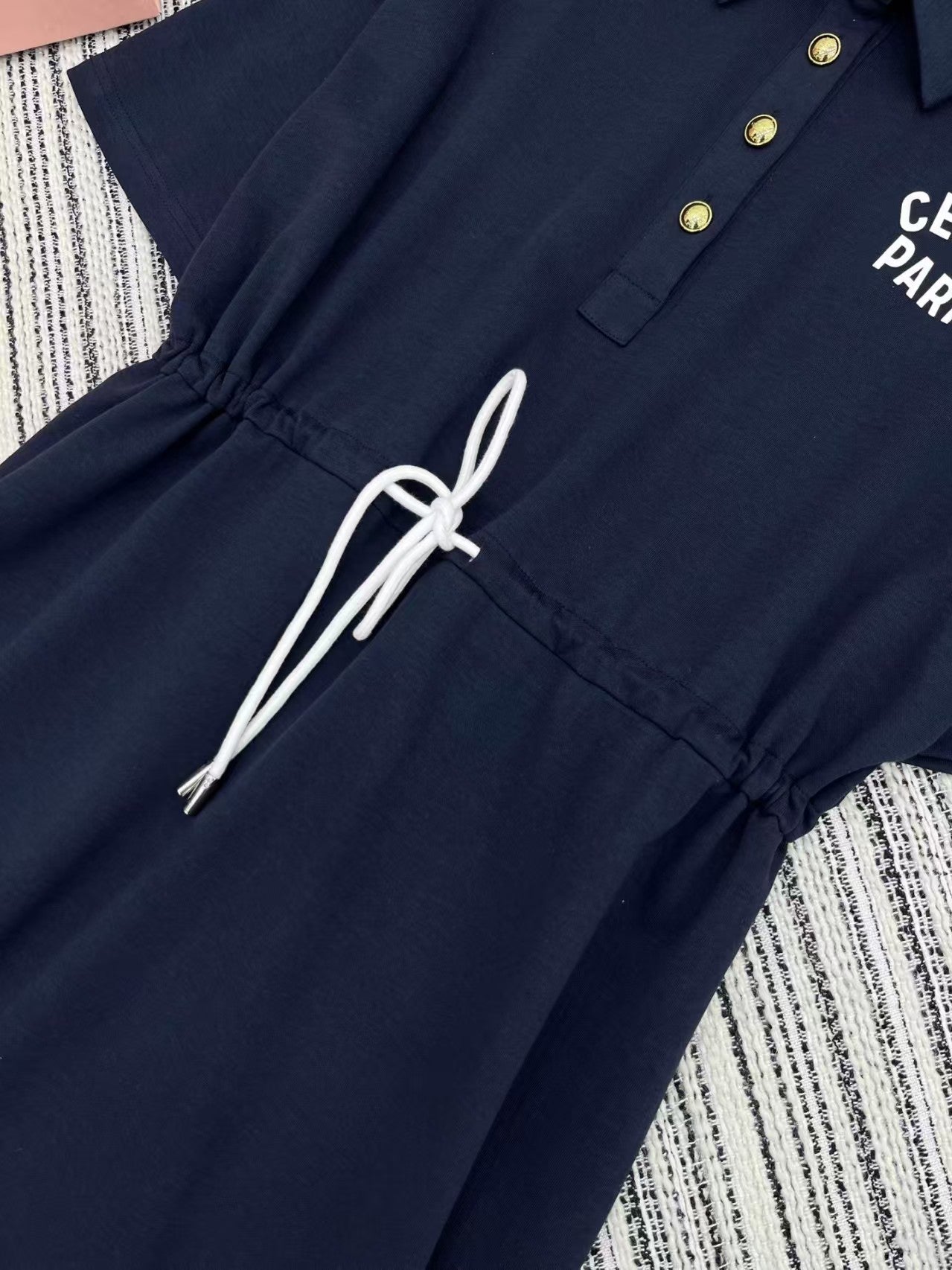 Classic Contrast Drawstring Dress