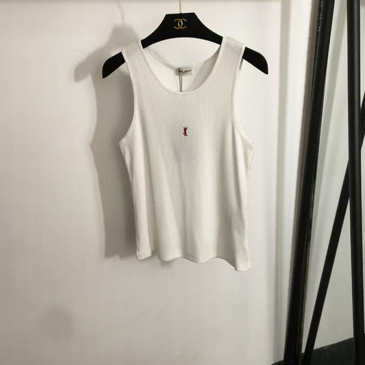 Red logo embroidered cotton vest