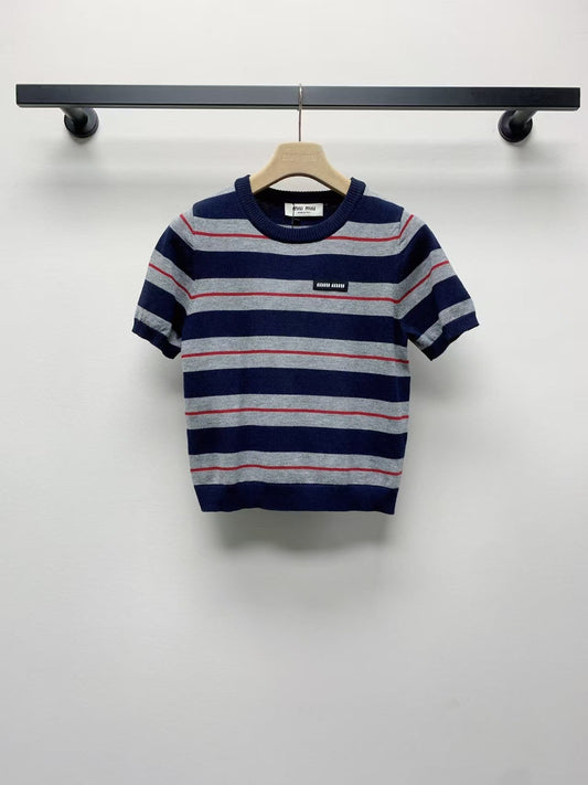 25ss new letter striped short sleeves