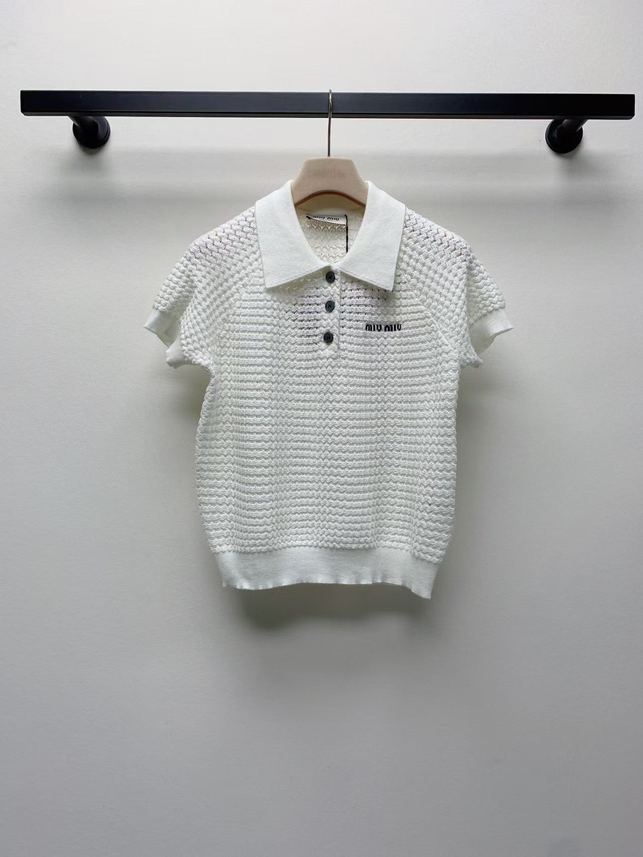 25ss lapel button letter knitted sweater short sleeves