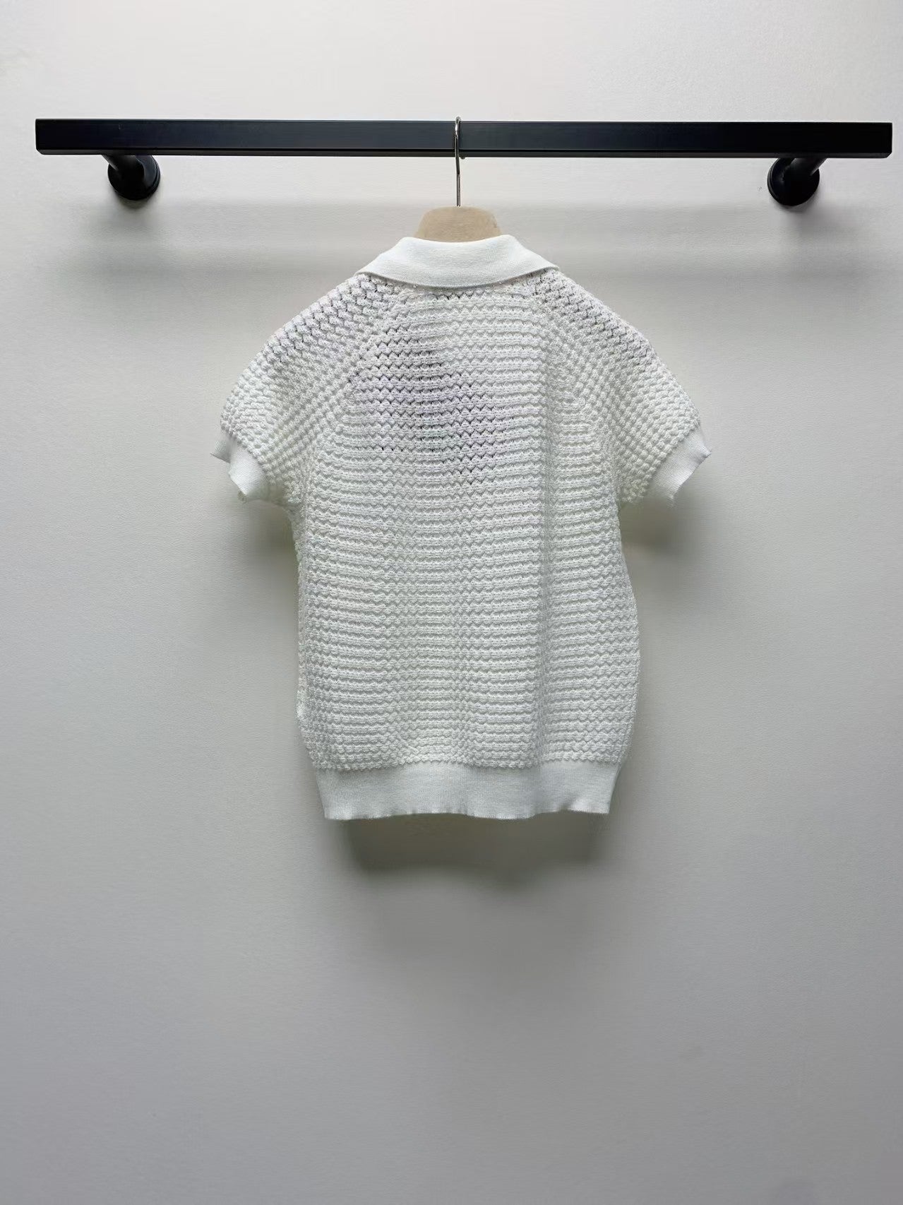 25ss lapel button letter knitted sweater short sleeves