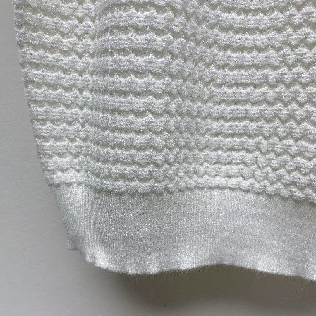 25ss lapel button letter knitted sweater short sleeves