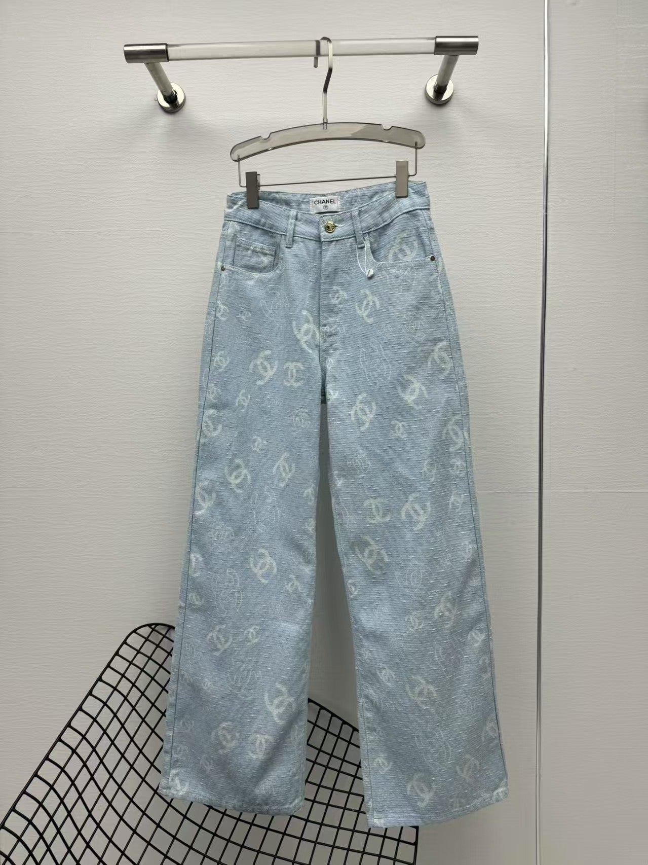 25ss jacquard all over print straight jeans