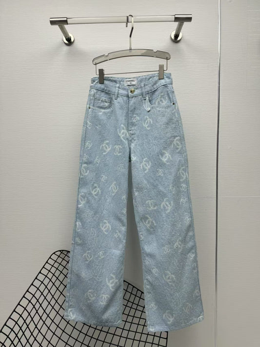 25ss jacquard all over print straight jeans