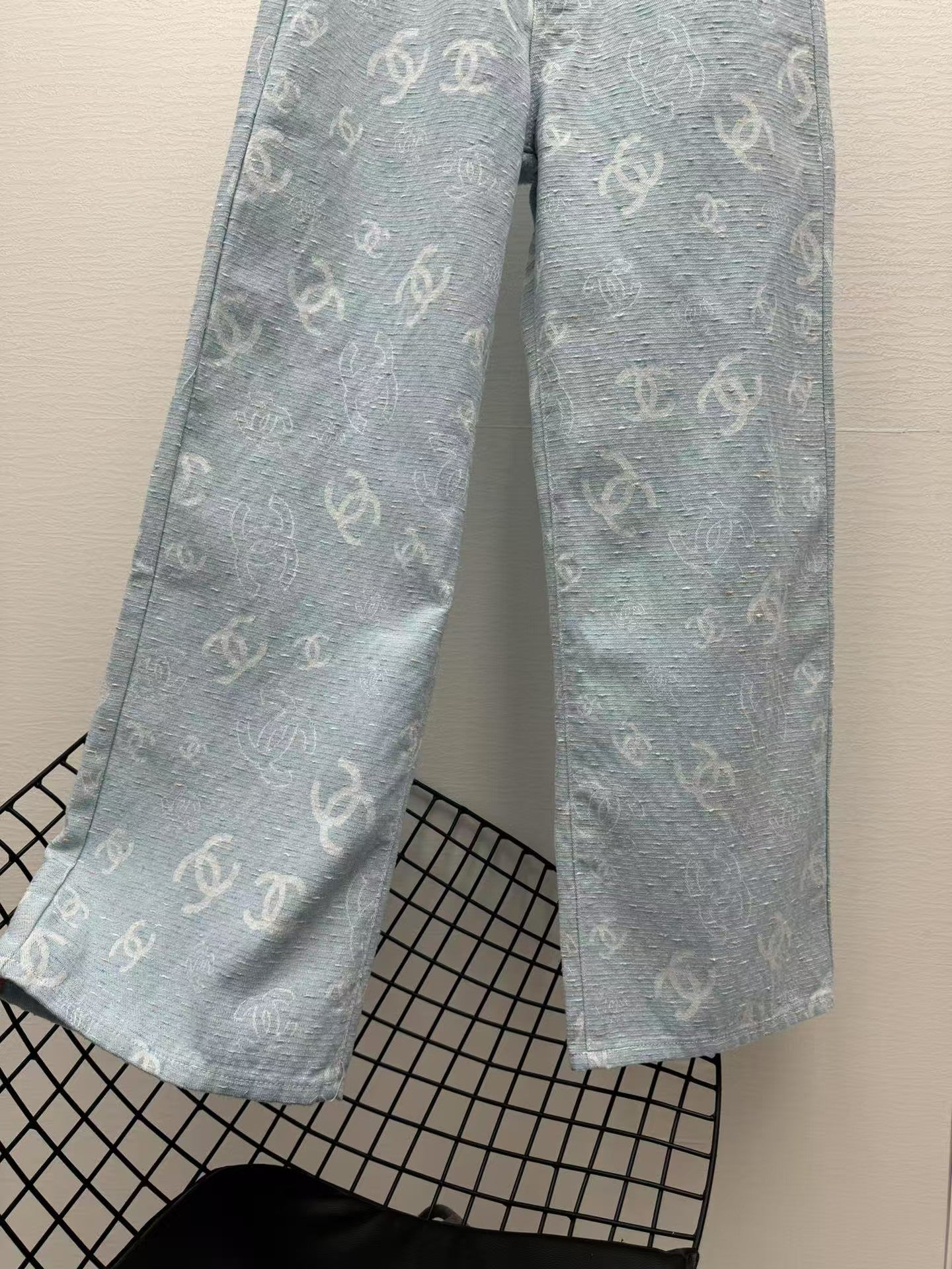 25ss jacquard all over print straight jeans