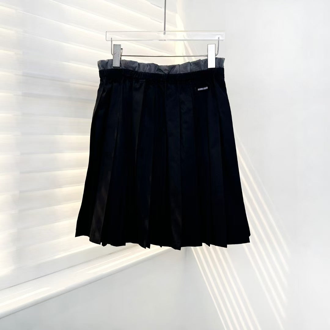 25ss mesh pleated maxi skirt