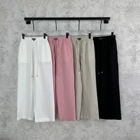 25 Early Spring Linen Elastic Waist Wide Leg Pants