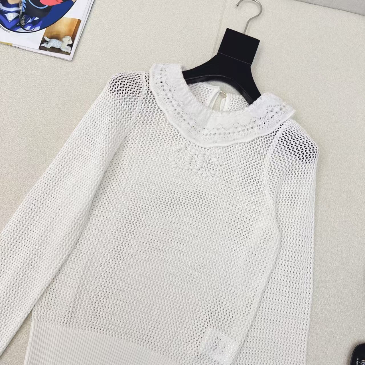 25 Early Spring Ruffle Lace Collar Knit Cardigan