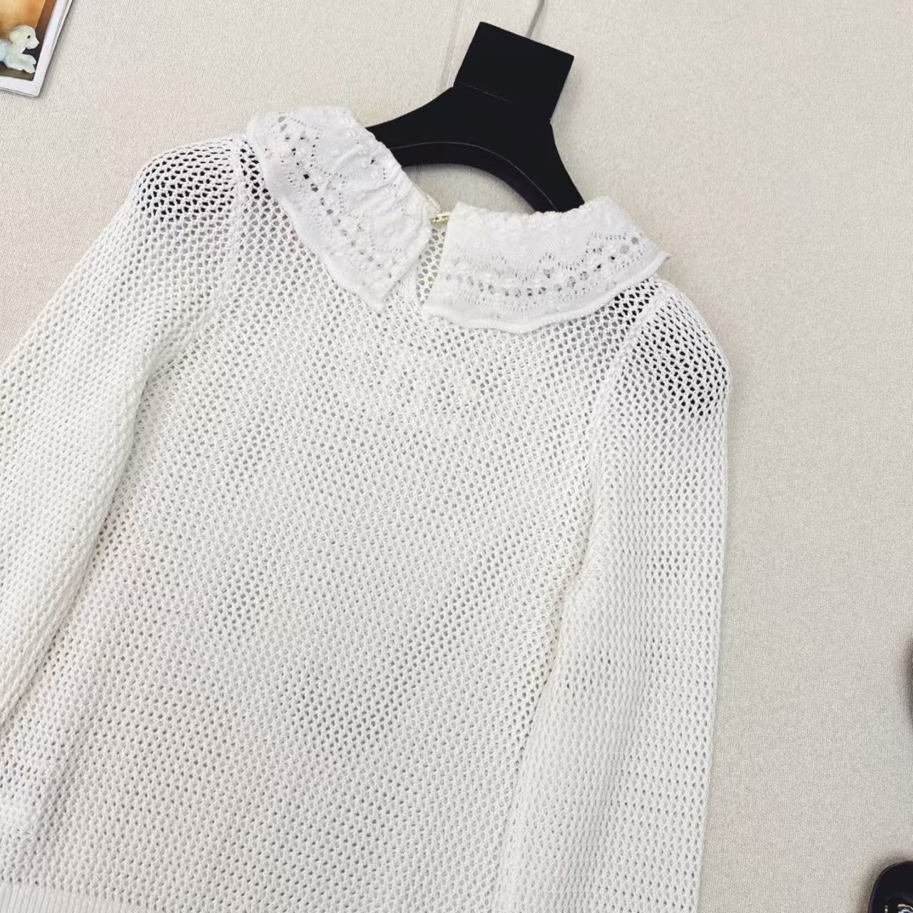 25 Early Spring Ruffle Lace Collar Knit Cardigan