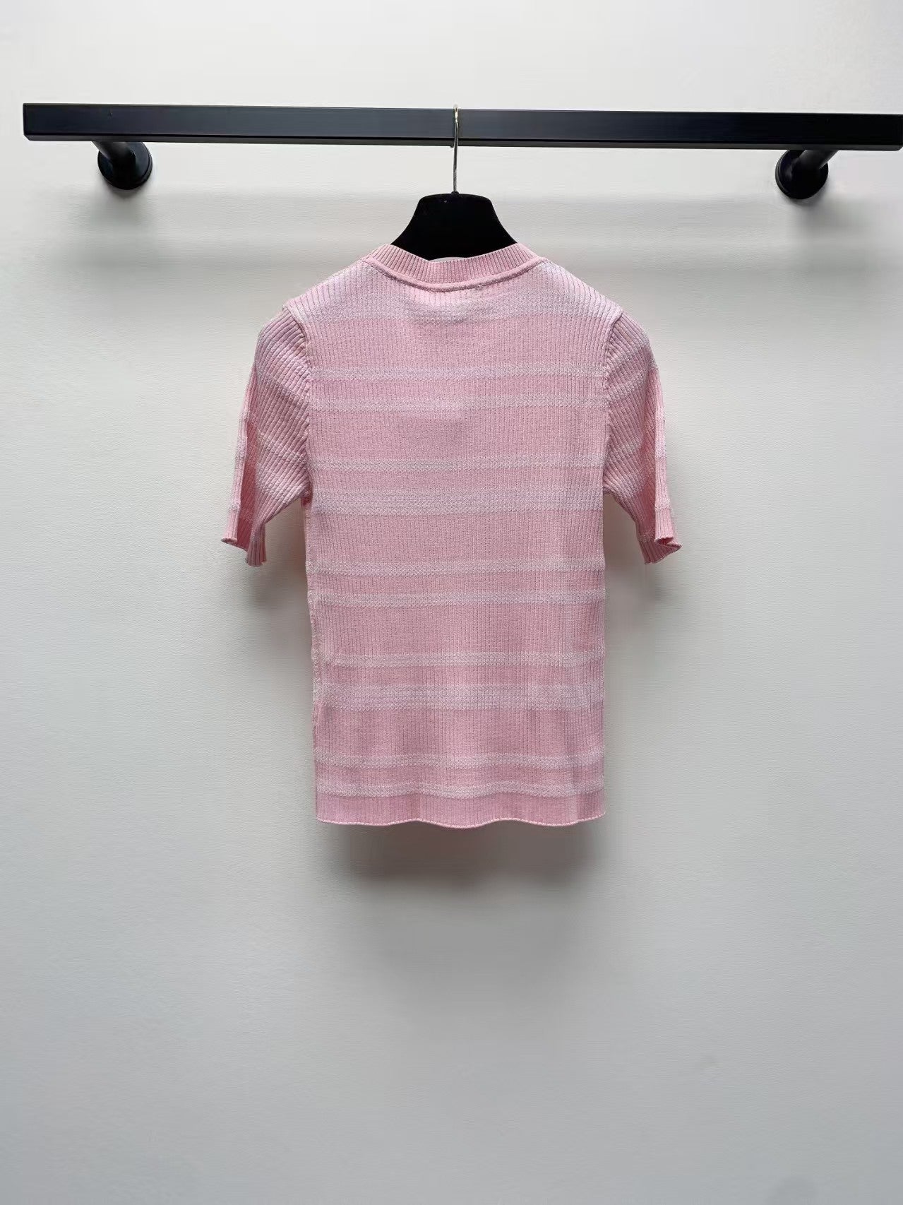 25 Spring and Summer New Round Neck Striped Knitted Sweater Short Sleeve