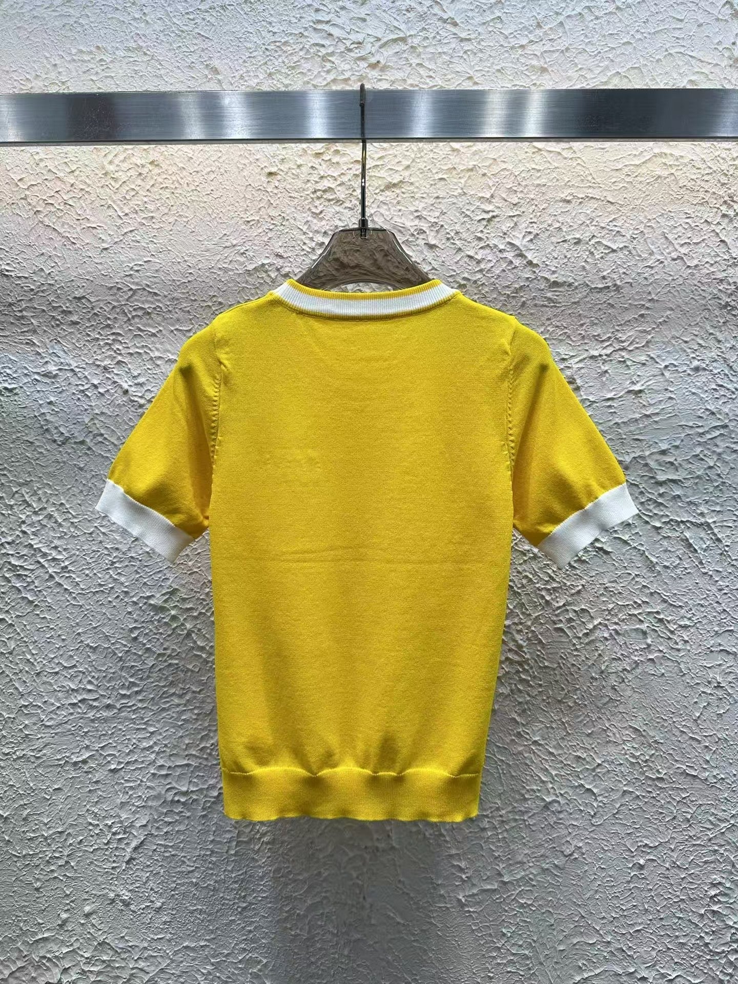 Color Diamond Letter Knitted Short Sleeves