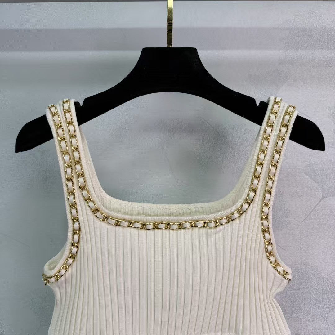 White Delicate Chain Knit Vest