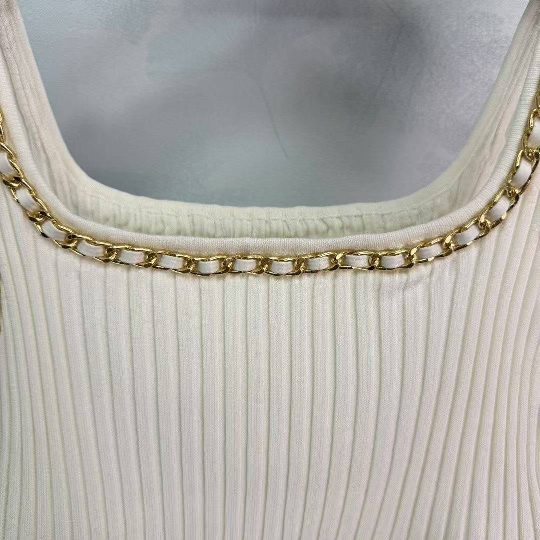 White Delicate Chain Knit Vest