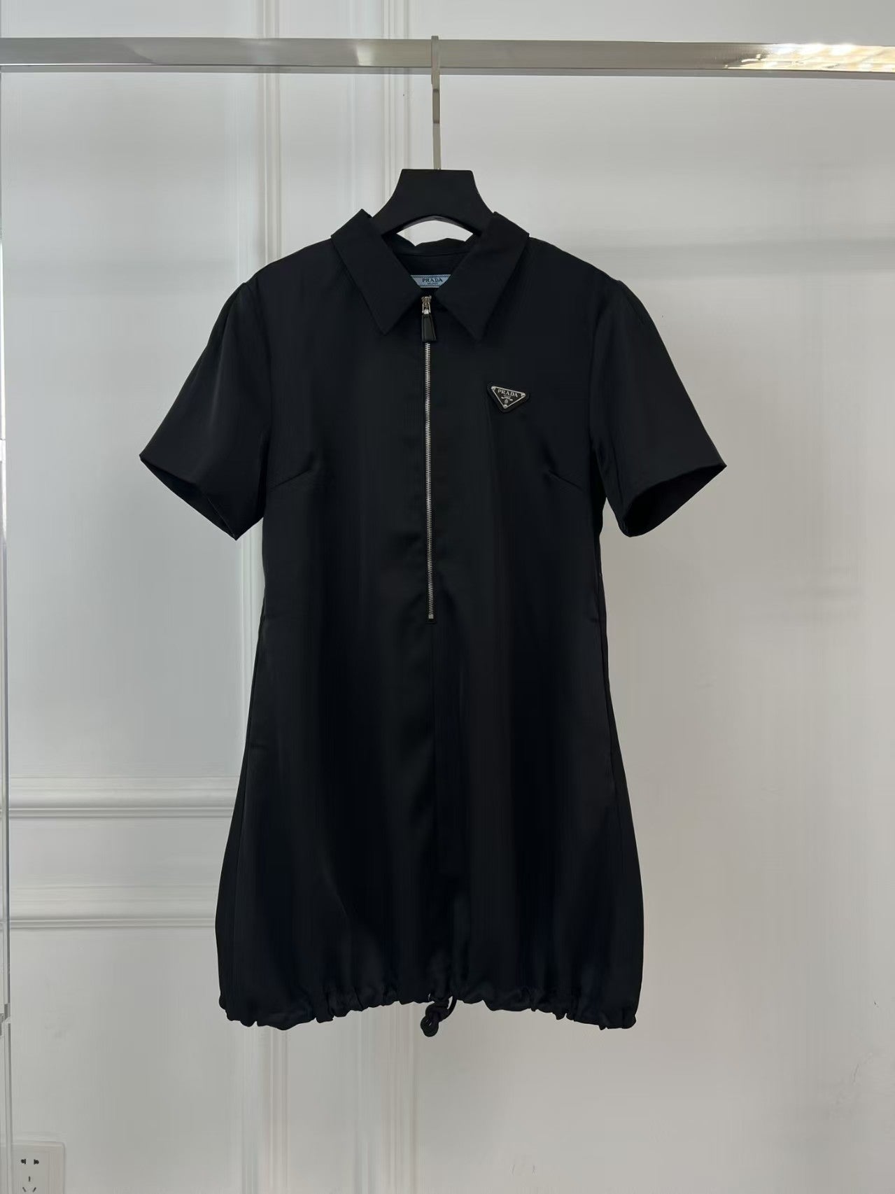 25 Lapel Short Sleeve Zipper Loose Dress