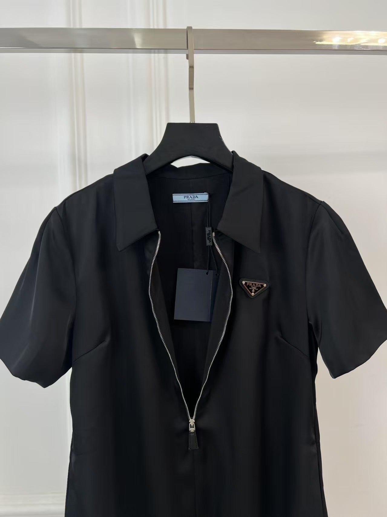 25 Lapel Short Sleeve Zipper Loose Dress