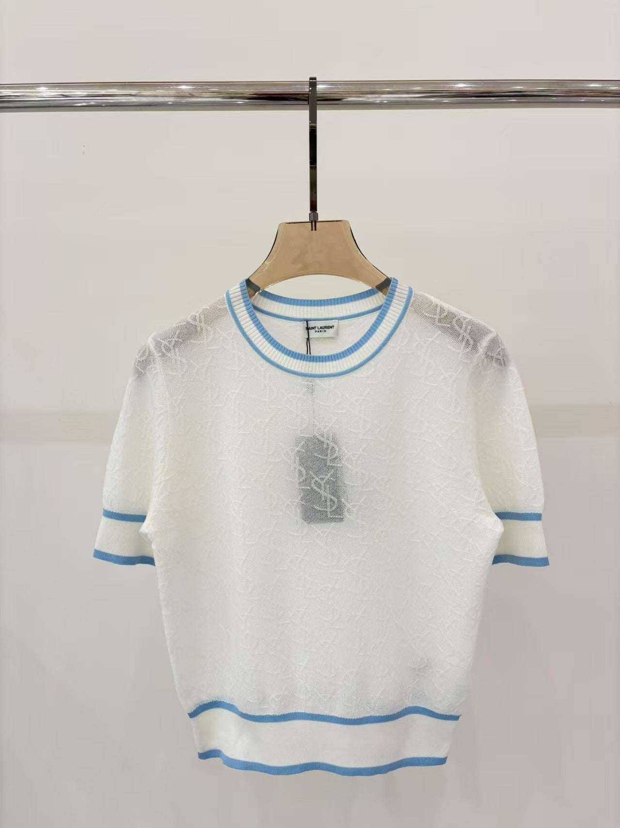 25 letter logo jacquard full print knitted T-shirt