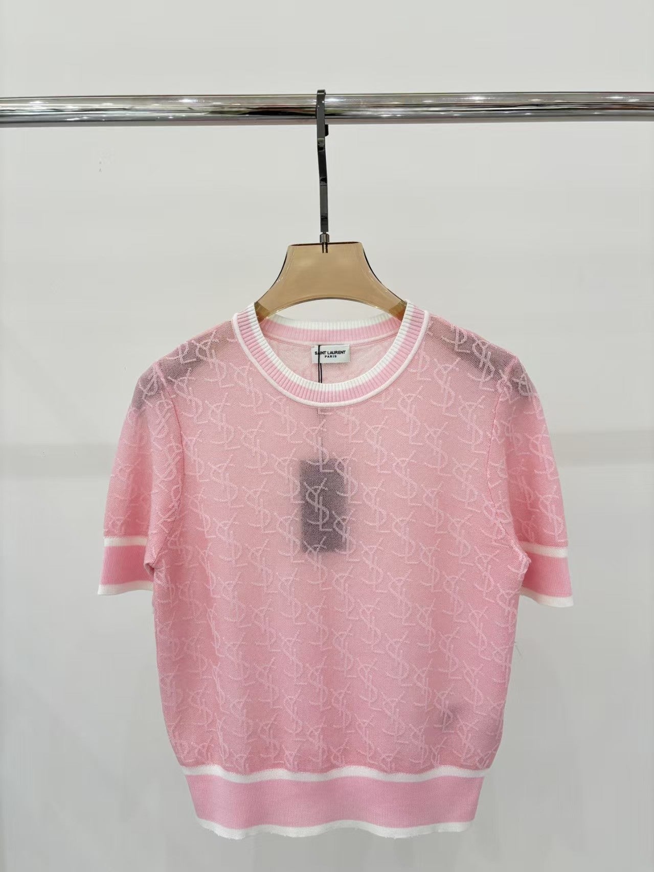 25 letter logo jacquard full print knitted T-shirt