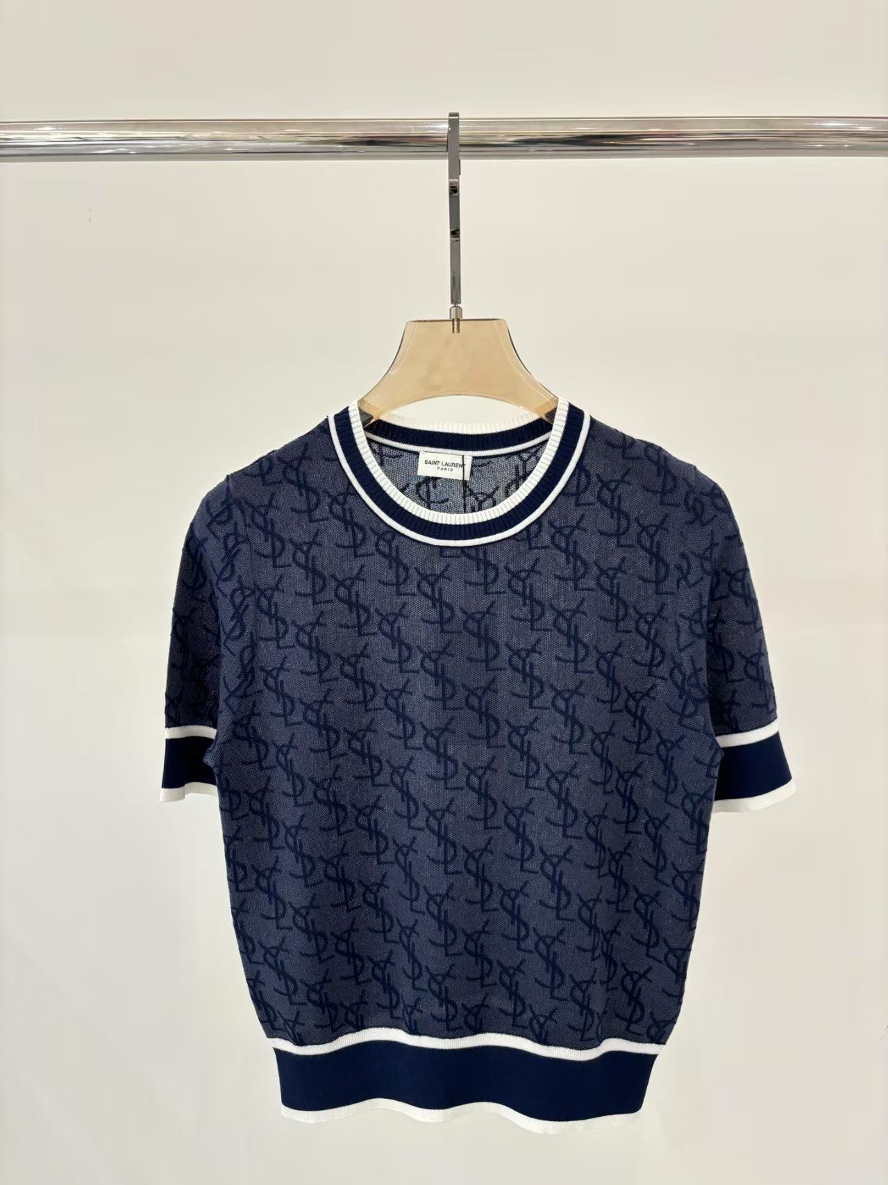 25 letter logo jacquard full print knitted T-shirt