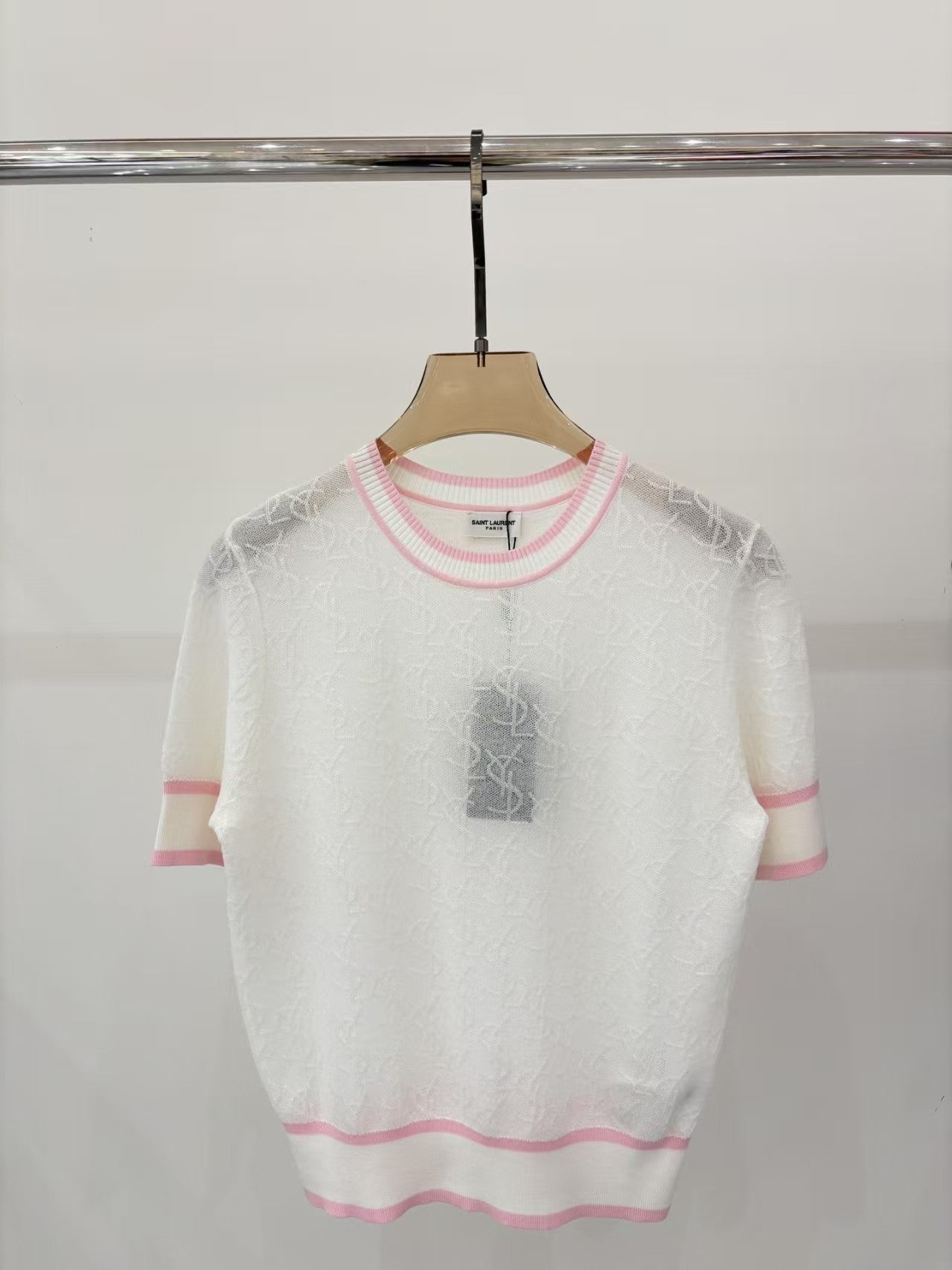 25 letter logo jacquard full print knitted T-shirt