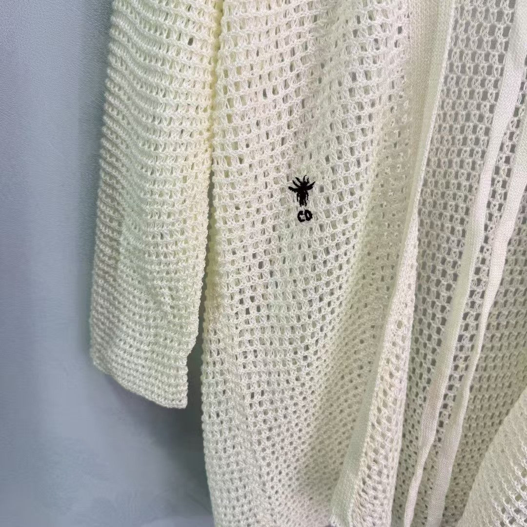 25SS hollow knitted long cardigan