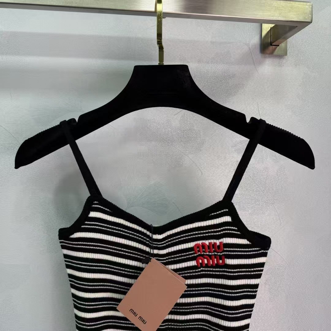Knitted Striped Drawstring Camisole