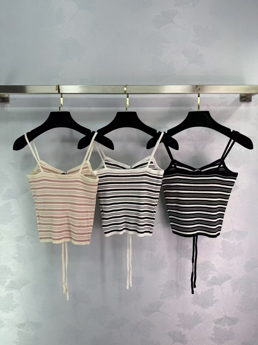 Knitted Striped Drawstring Camisole