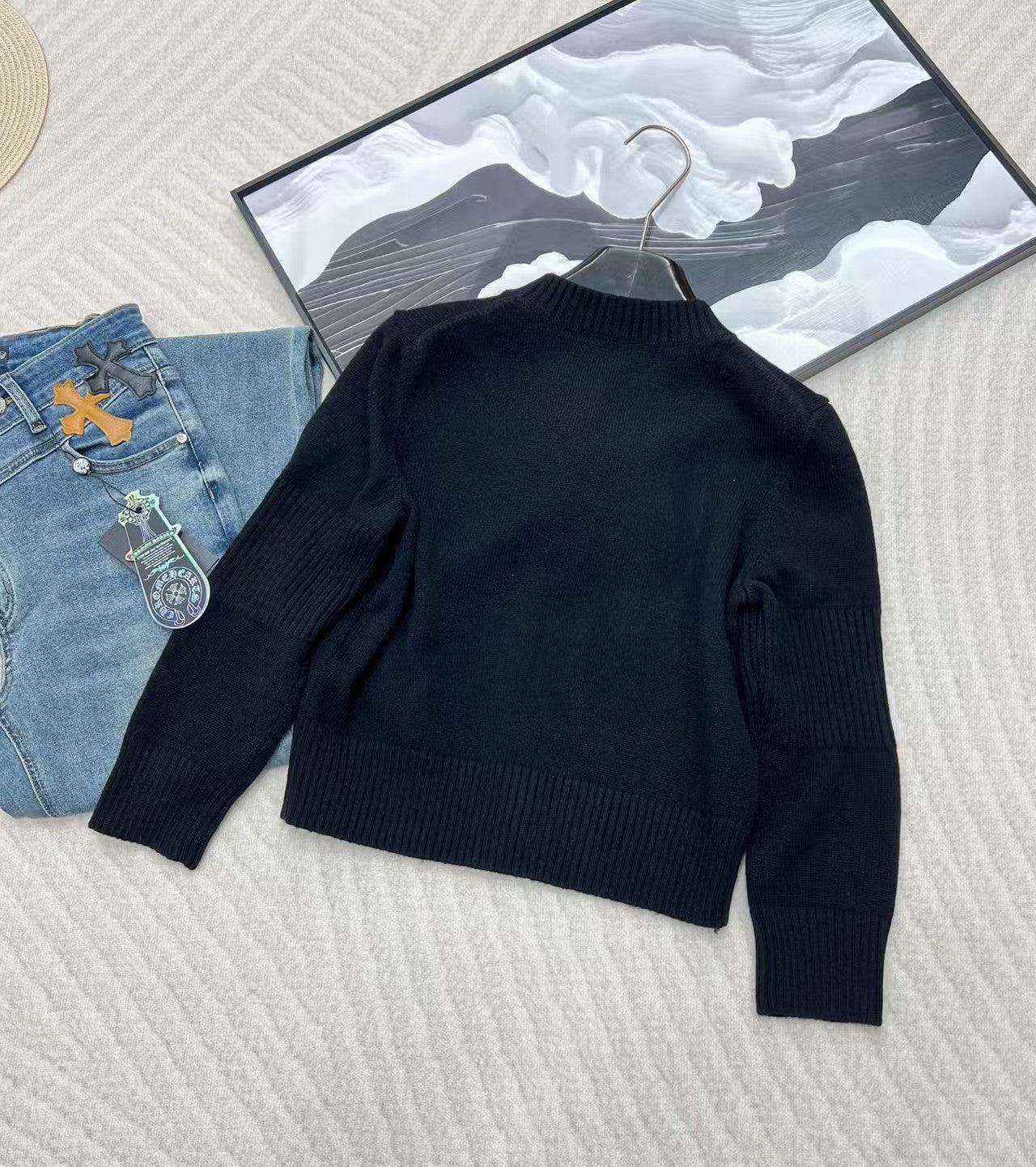 Simple solid color cashmere cardigan