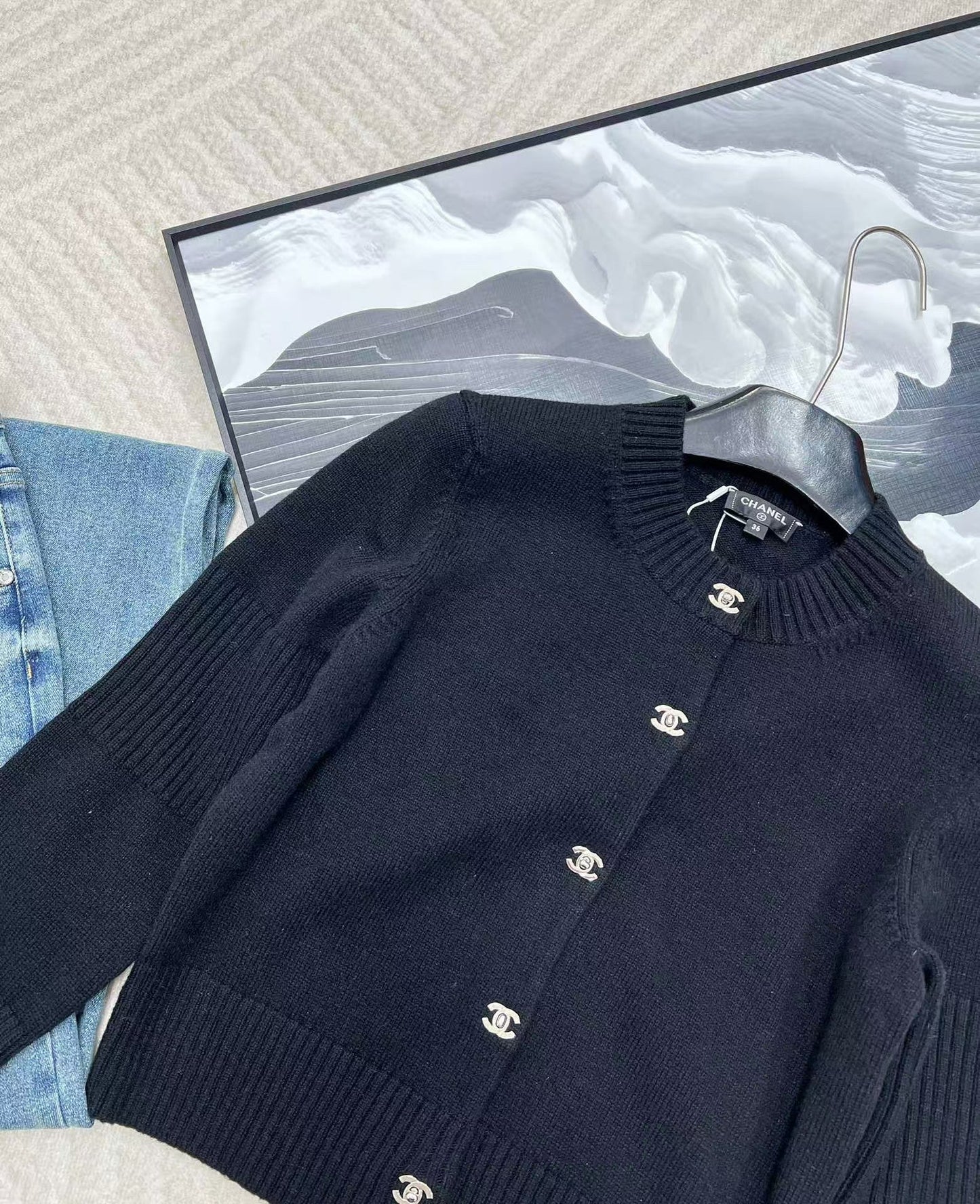 Simple solid color cashmere cardigan