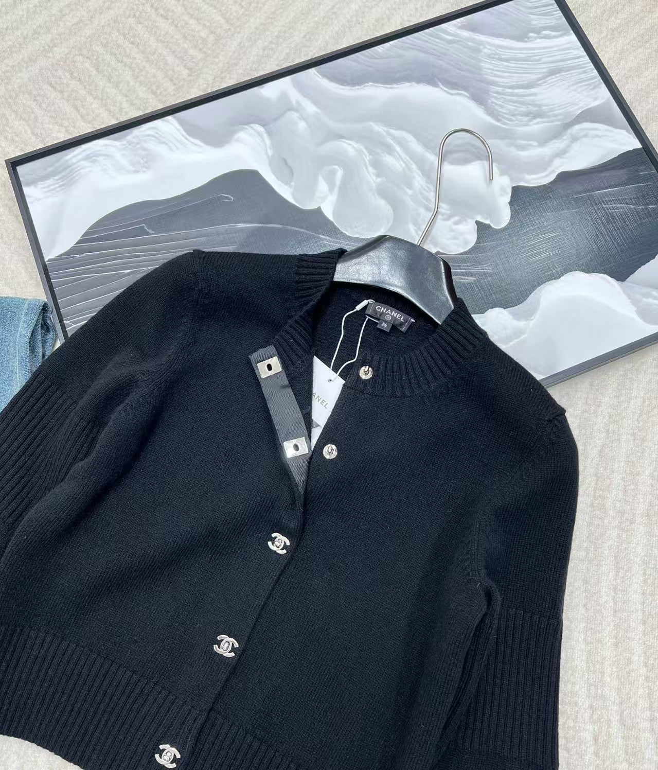 Simple solid color cashmere cardigan