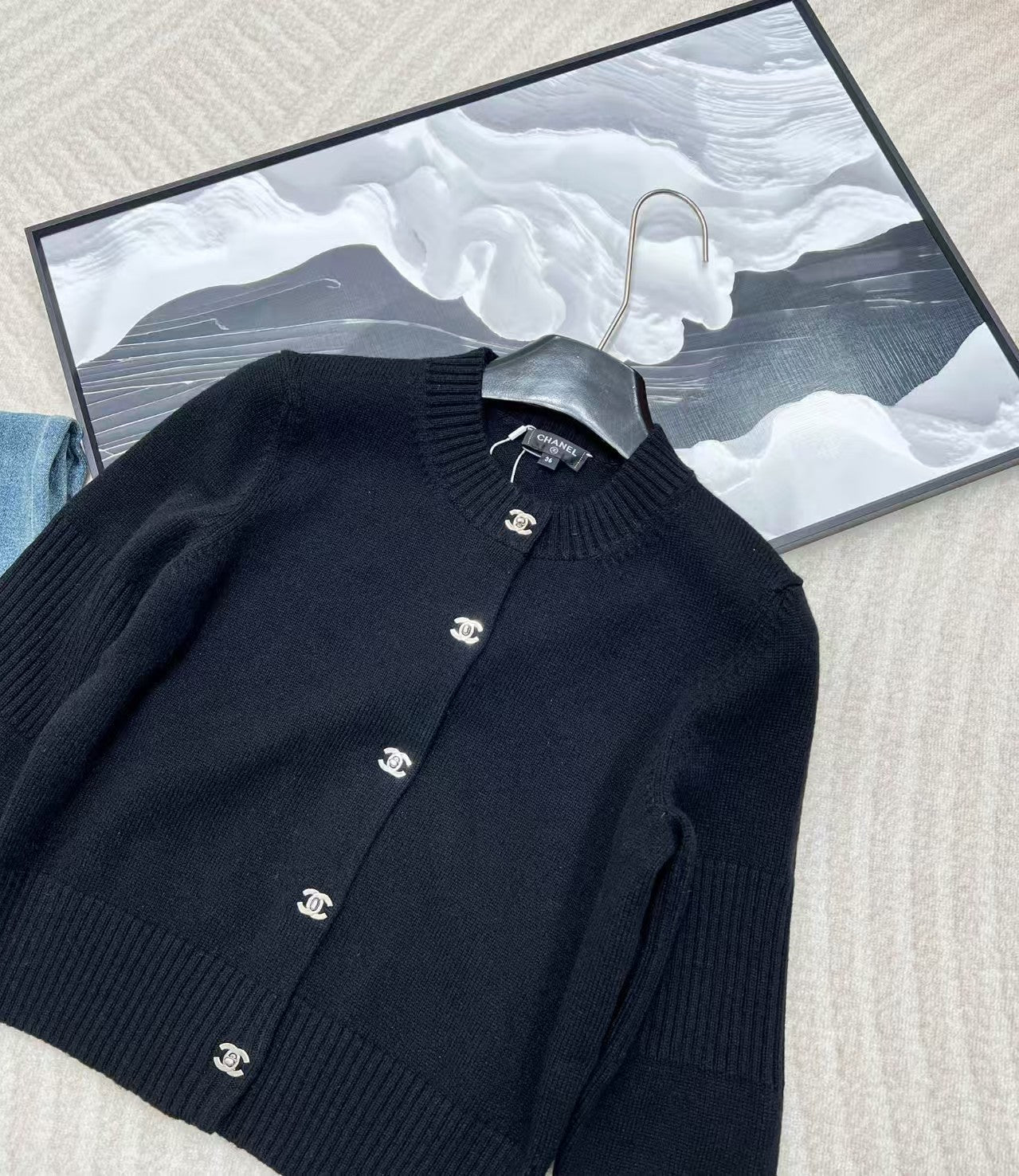 Simple solid color cashmere cardigan