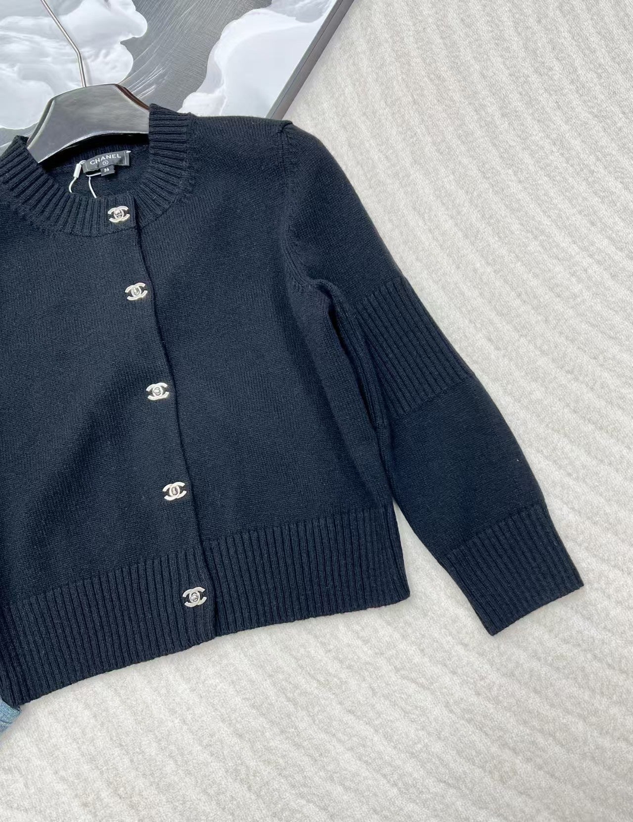 Simple solid color cashmere cardigan