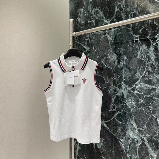 Embroidered Lapel Button-Down Vest