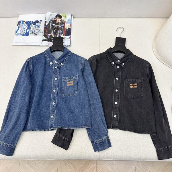 New denim short shirt