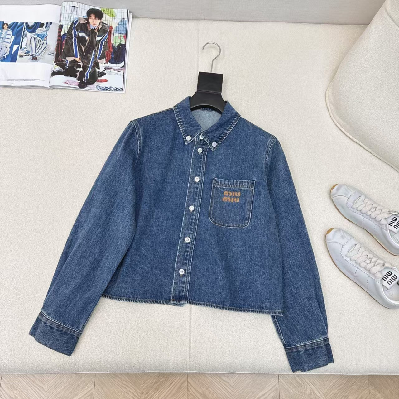 New denim short shirt