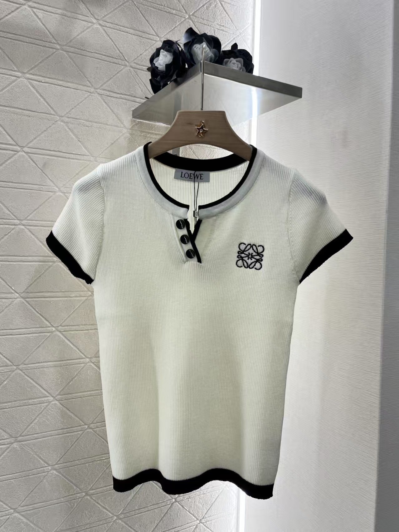 Contrast knitted short sleeves