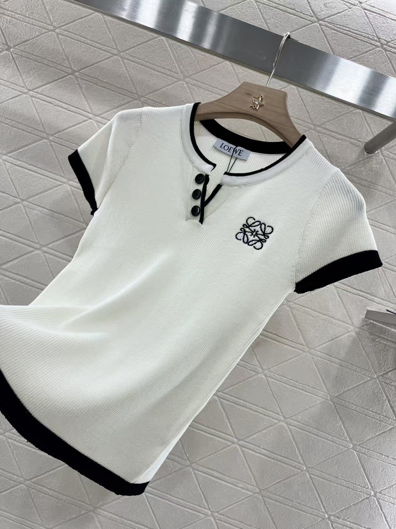 Contrast knitted short sleeves