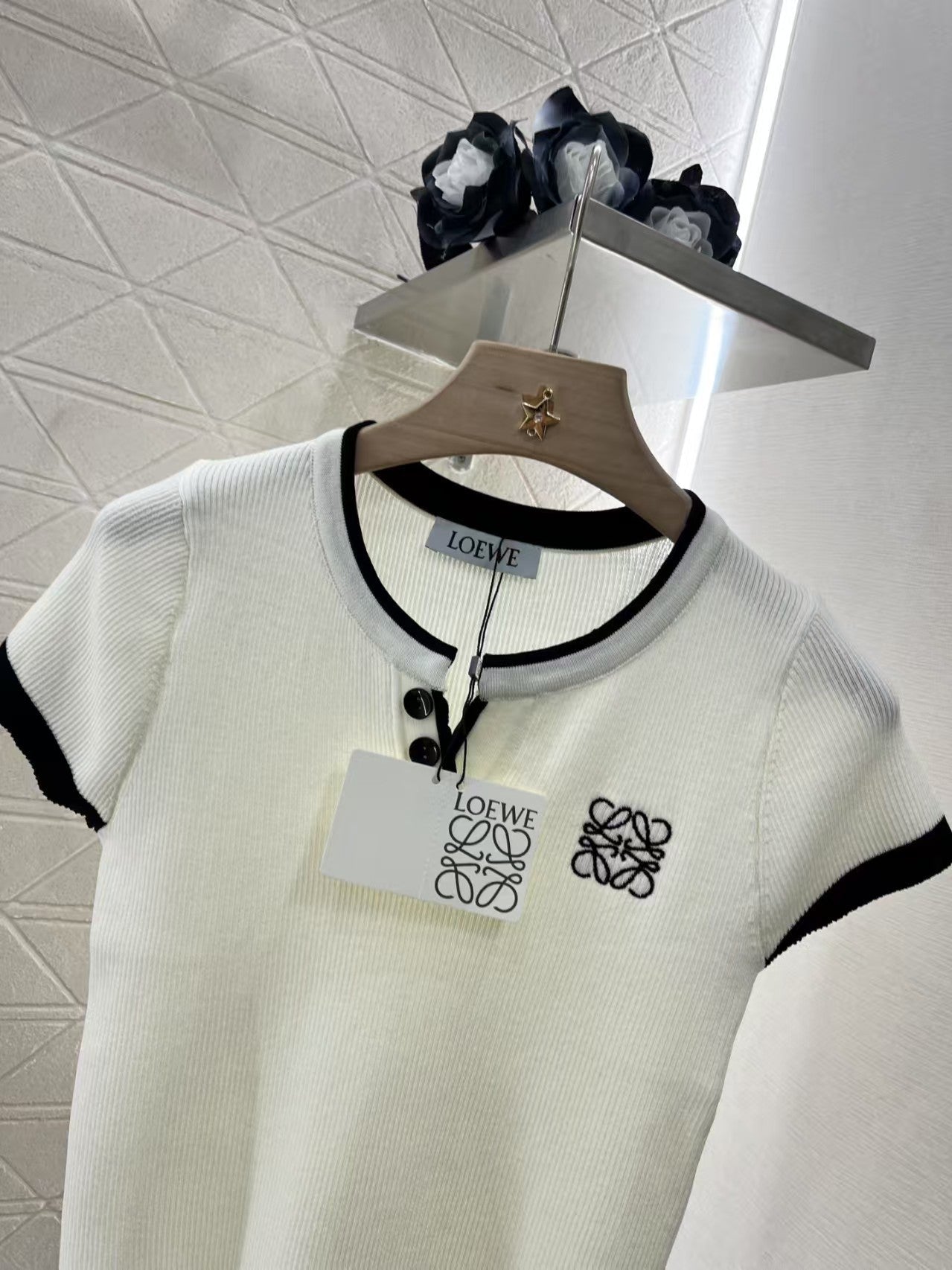 Contrast knitted short sleeves