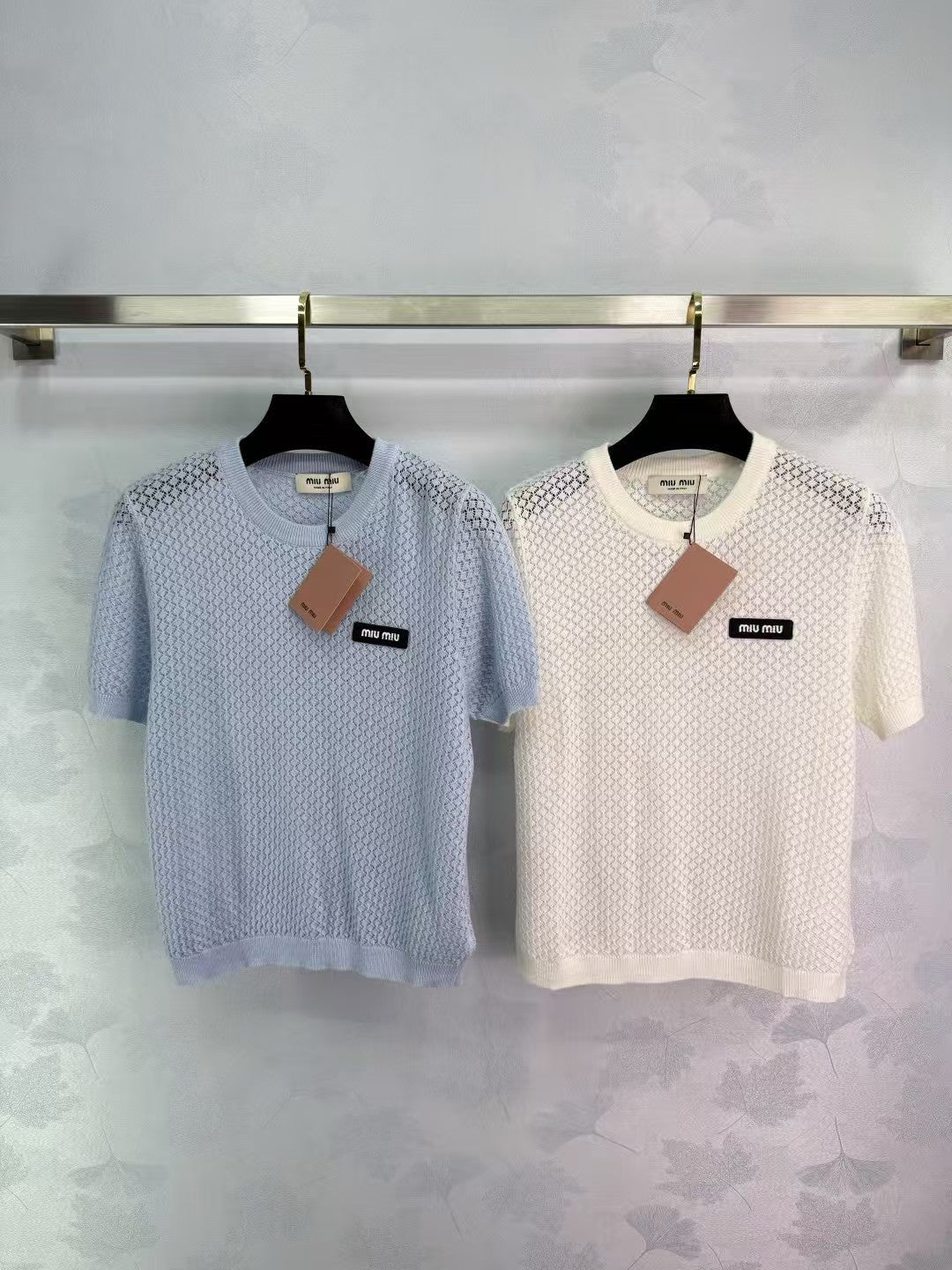 Hollow round neck knitted short sleeves