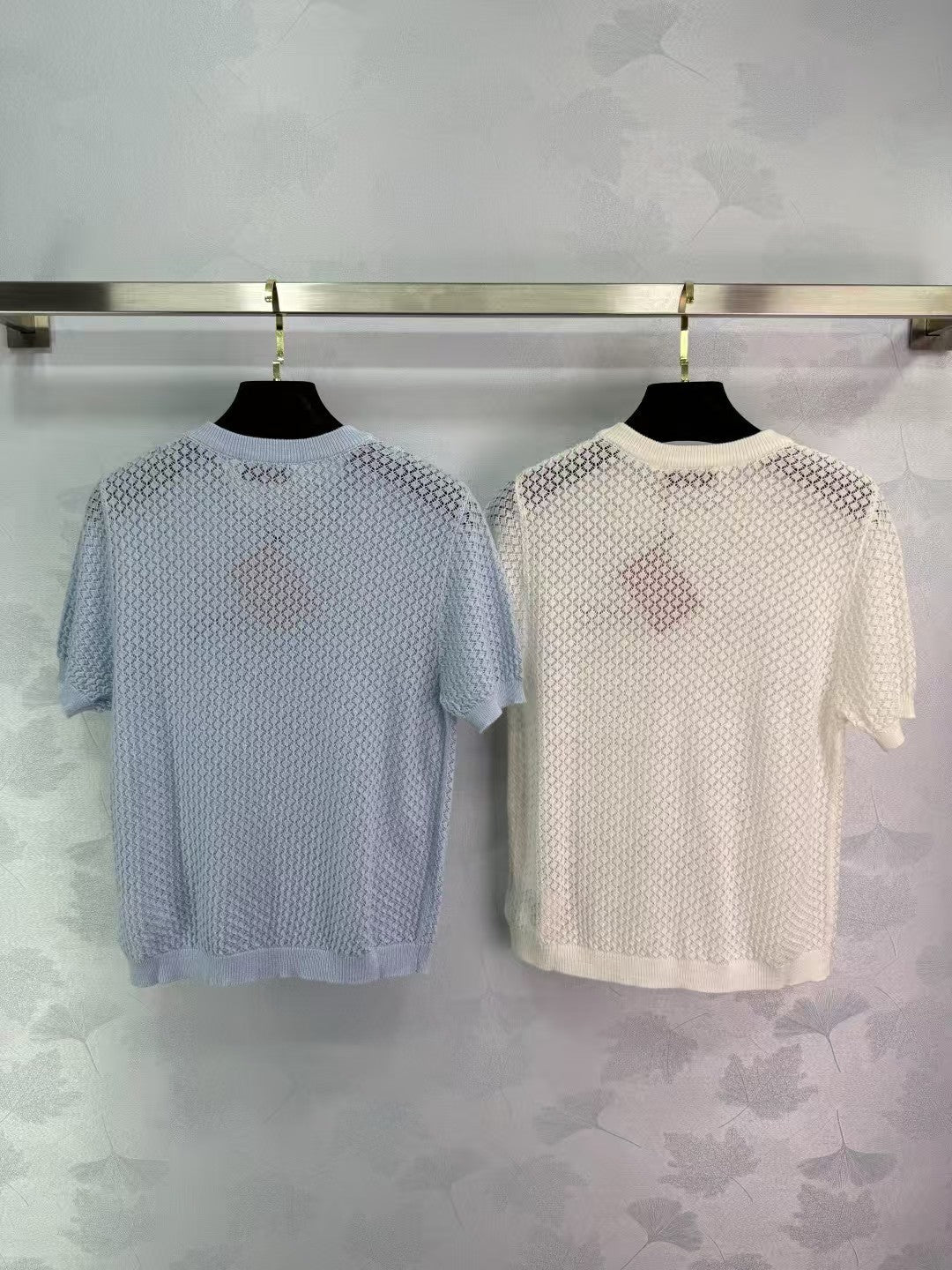 Hollow round neck knitted short sleeves