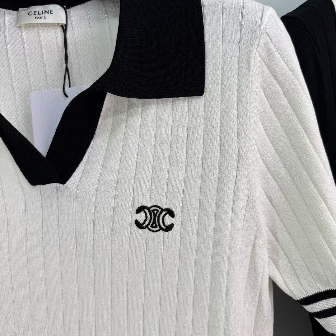 Vertical pit lapel knitted short sleeves