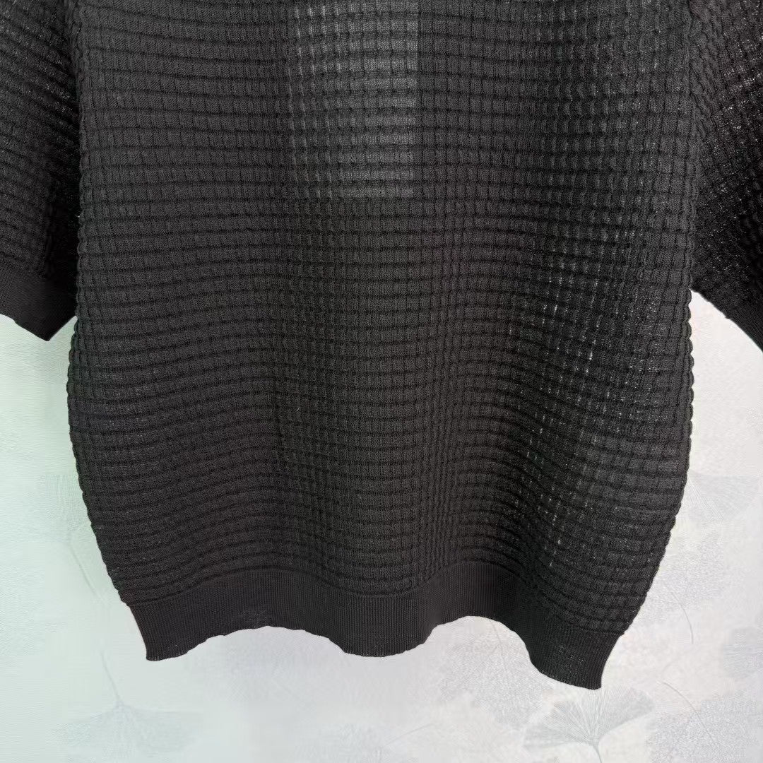 Spring and summer new knitted round neck short sleeves