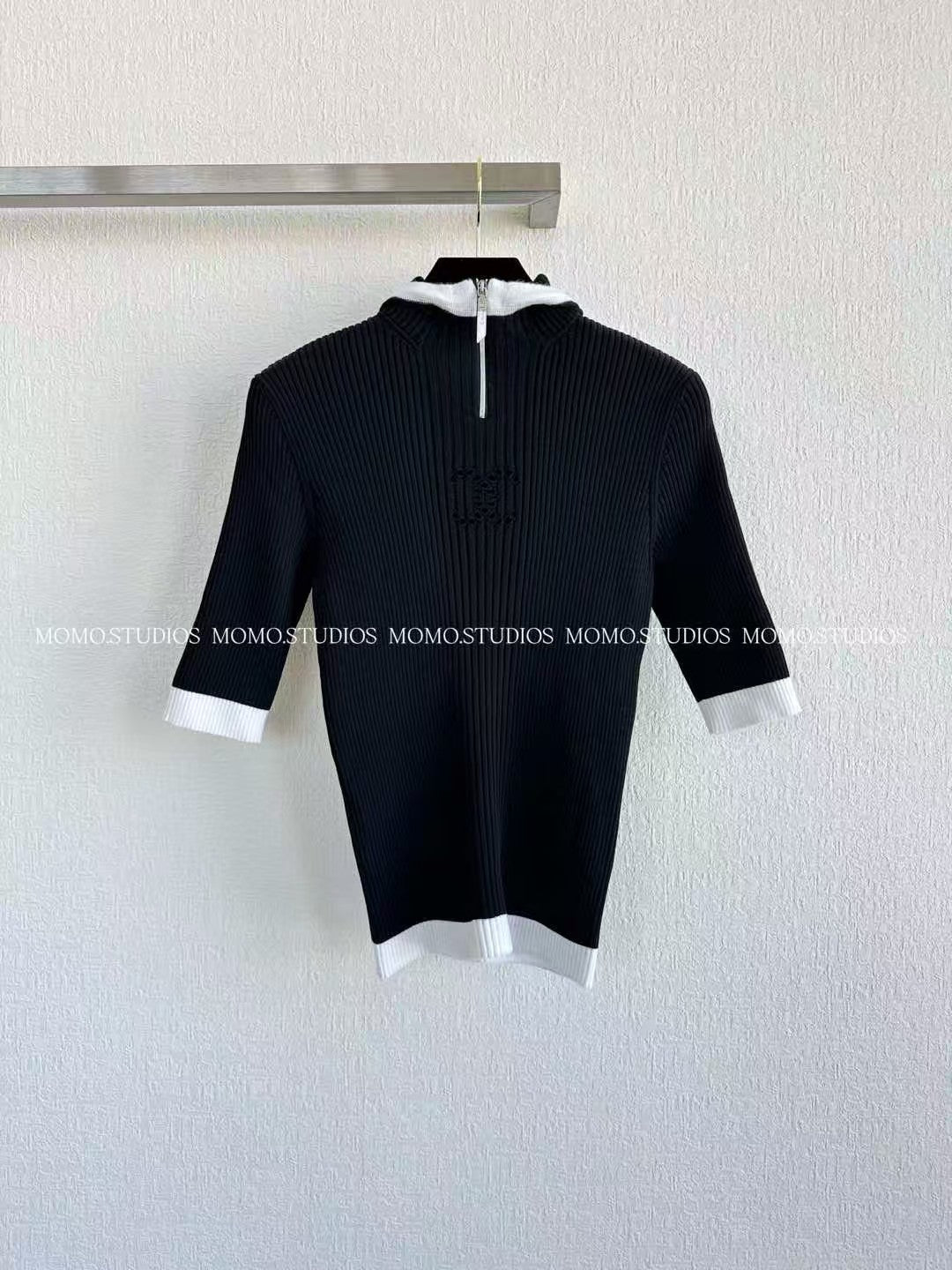 Hooded Crochet Elbow Sleeve Knit Top